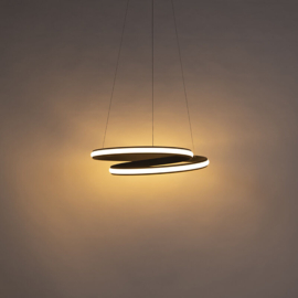 Qazqa hanglamp Rowan led, zwart incl. switch dimmer 55 cm