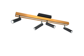 Trio lighting plafondspot  Zeno led, 4-lichts zwart-goud
