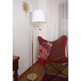 By Rydéns vloerlamp Orlando, messing met stoffen kap incl. licht bron