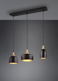 Trio lighting hanglamp Chiraz, 3-lichts mat zwart