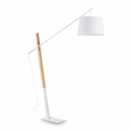 Vloerlamp Eminent, hout met witte kap