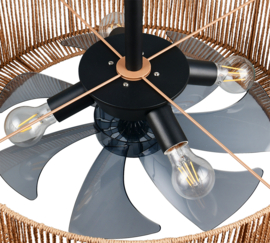 Trio lighting plafond ventilator Smillum, natuurlijk hennep