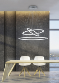Trio lighting hanglamp Durban led, mat nikkel met switch dimmer