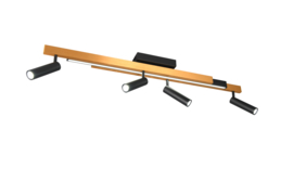 Trio lighting plafondspot  Zeno led, 4-lichts zwart-goud