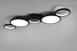 Trio lighting plafondlamp Salsa led, zwart rond incl. switch dimmer