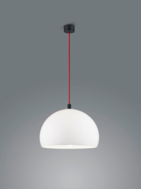 Helestra  hanglamp Doro , rode pendel met witte acryl kap 40 cm