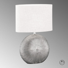 Fischer & Honsel  tafellamp Tobse, antiek zilver met witte kap