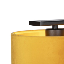Qazqa  hanglamp Combi 3 Deluxe, 3-lichts velours geel met goud