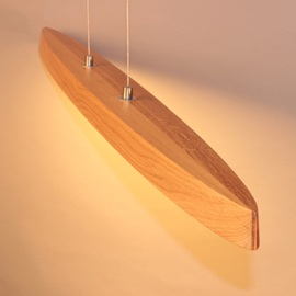 Fischer&honsel hanglamp Shine wood led, nikkel-eiken incl push dimmer