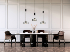Fischer&honsel hanglamp Lavin led, 3-lichts zwart rookglas