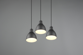 Trio lighting hanglamp Henley, 3-lichts zwart