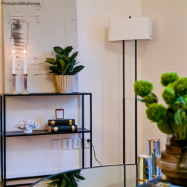 By Rydéns vloerlamp Luton, zwart met stoffen kap
