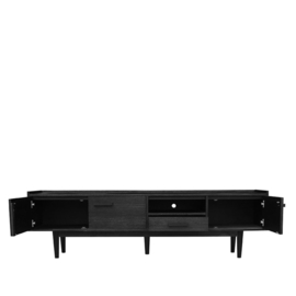 Tv- meubel Cali, zwart acaciahout 210 cm