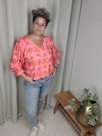Blouse Keet "oranje- roze" Azzurro