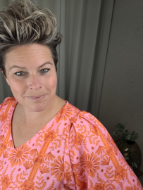 Blouse Keet "oranje- roze" Azzurro