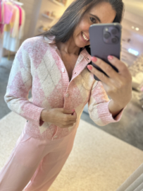 ROSANNE CARDIGAN RUIT ROZE
