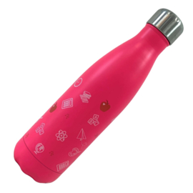 Dubbelwandige fles - onderwijs symbolen - Pink