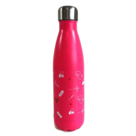 Dubbelwandige fles - ZORG symbolen - Pink