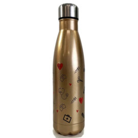 Dubbelwandige fles - ZORG symbolen - Golden