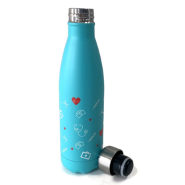 Dubbelwandige fles - ZORG symbolen - Aqua