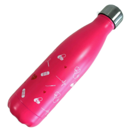 Dubbelwandige fles - ZORG symbolen - Pink