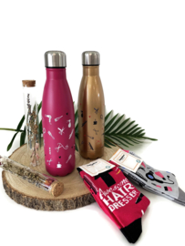 Dubbelwandige drink fles - Kapper & haarstylist - Roze