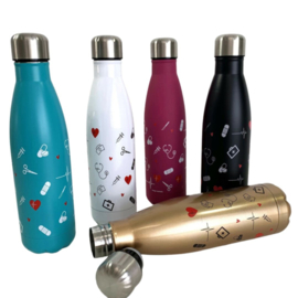 Dubbelwandige fles - ZORG symbolen - Golden