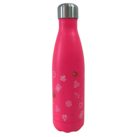 Dubbelwandige fles - onderwijs symbolen - Pink