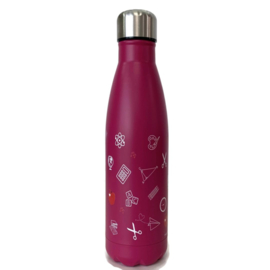 Dubbelwandige fles - onderwijs symbolen - Roze