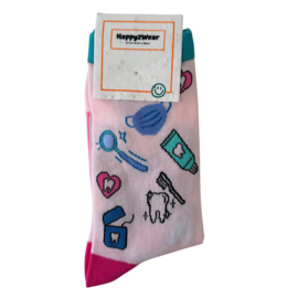 Happy2Wear tandarts sokken - Dental Care Pink