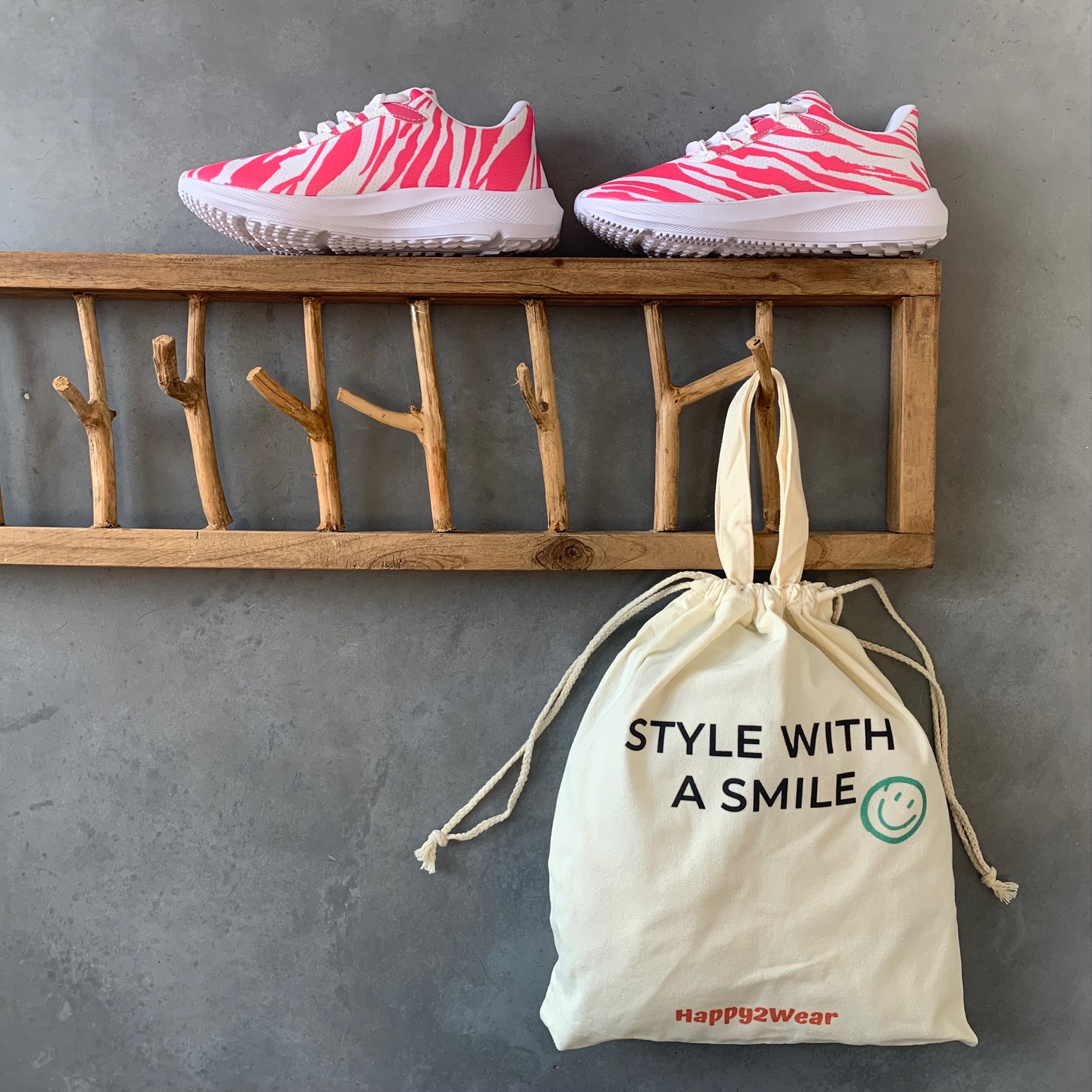 Happy2Wear Zorg Sneakers - Pink Zebra