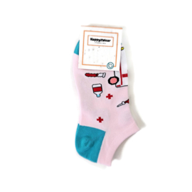 Verpleegkundige enkel sokken - pink medicine