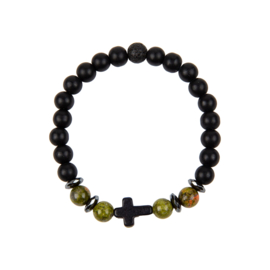 gebeds armbandje groen/wit