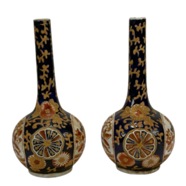 Japanese Imari 2 Porcelain Bottle Vases