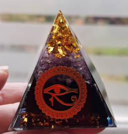 Orgonite Piramide Zwarte Tourmalijn  Oog van Horus
