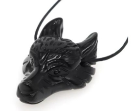 Wolf hanger Obsidiaan