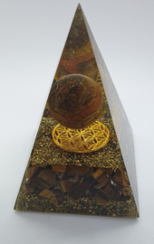 Orgonite Piramide Tijgeroog  Flower of Life