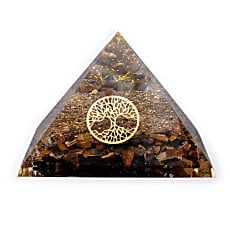 Orgonite Piramide Tijgeroog  Levensboom ca. 7 cm