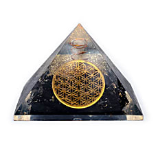 Orgonite Piramide Zwarte Tourmalijn Flower of Life