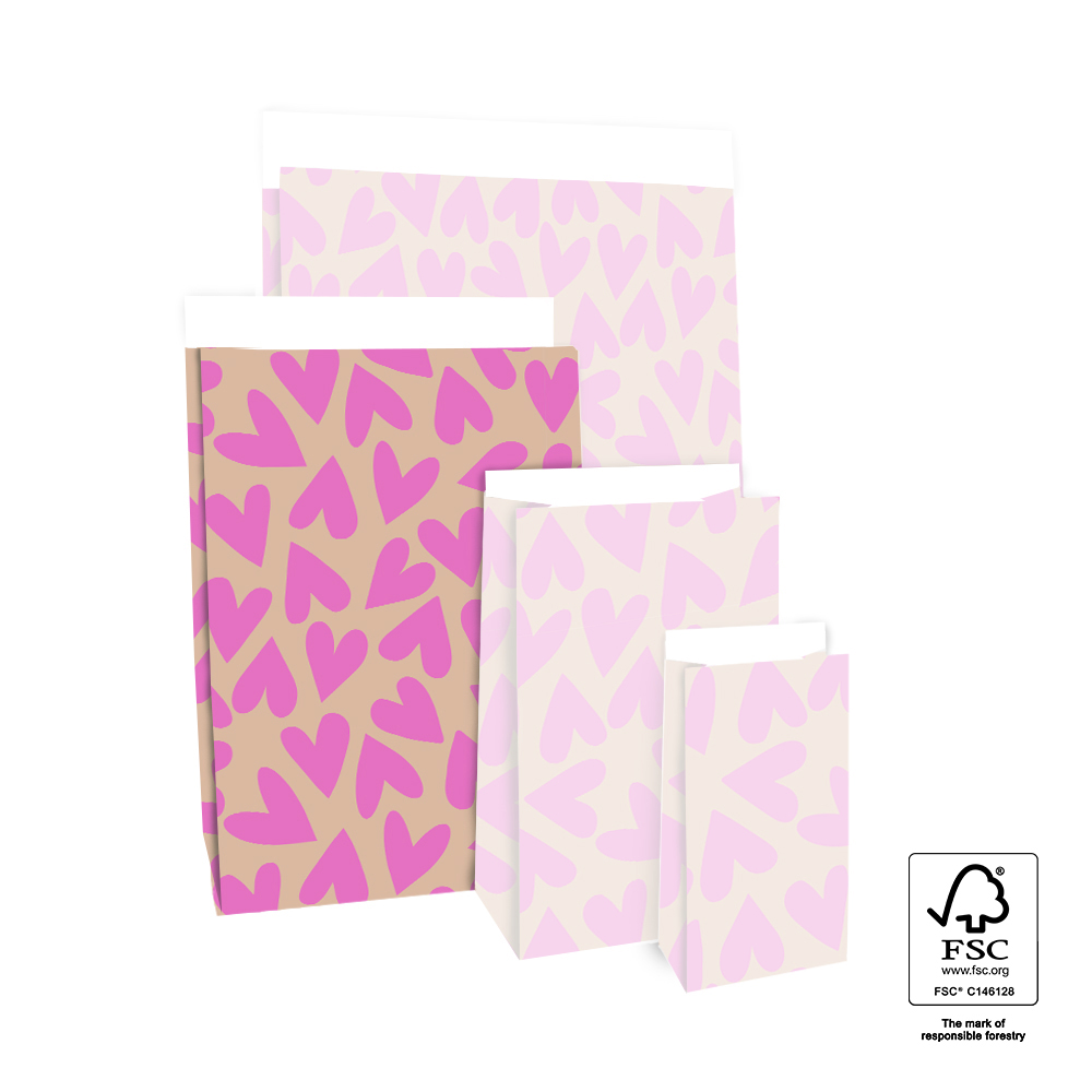 Blokzak | Maat M | Big Hearts Pink/Nude