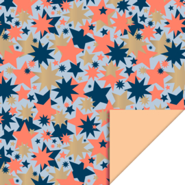 Inpakpapier | Big Stars Gold Blue