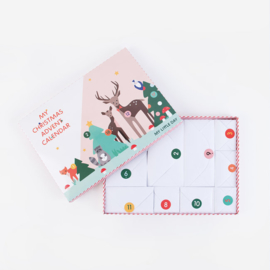 X-mas advent calender forest animals pink | 1 stuk