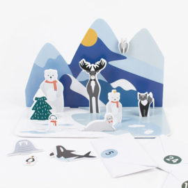 X-mas advent calender polar animals blue | 1 stuk