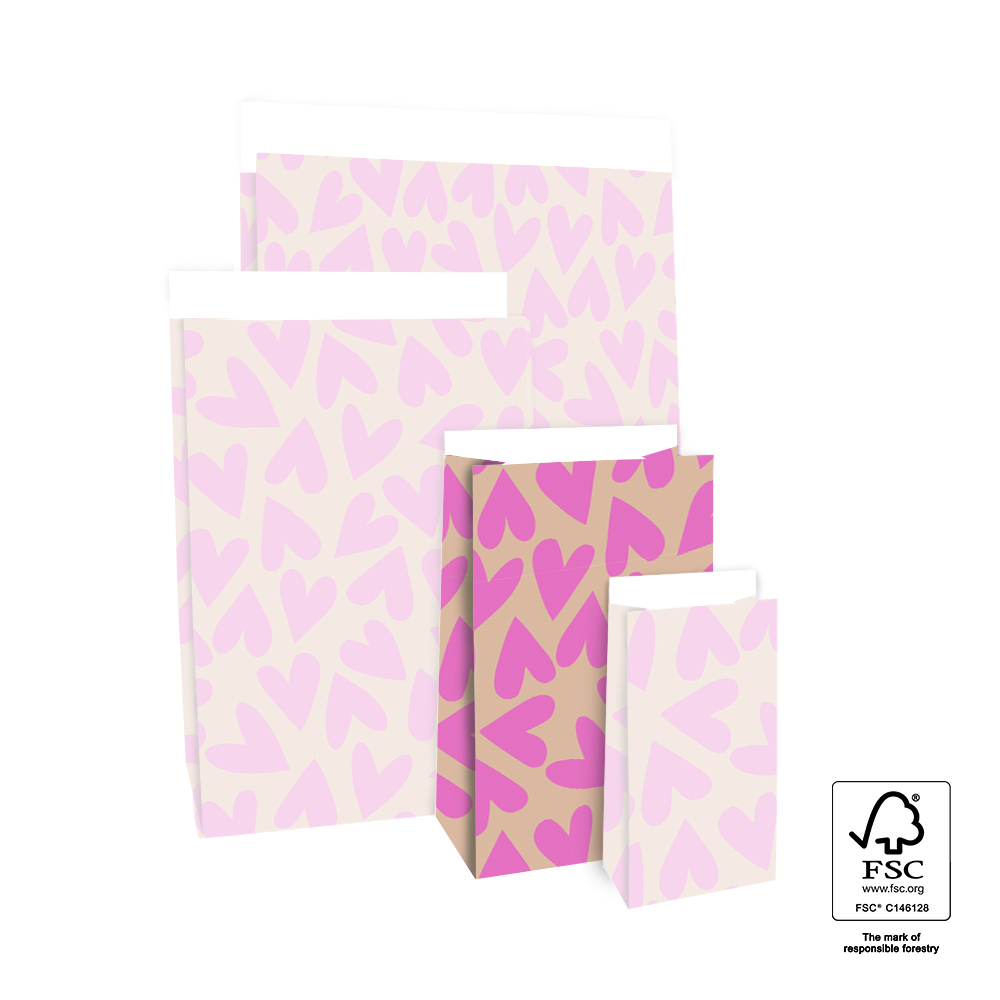Blokzak | Maat S | Big Hearts Pink/Nude