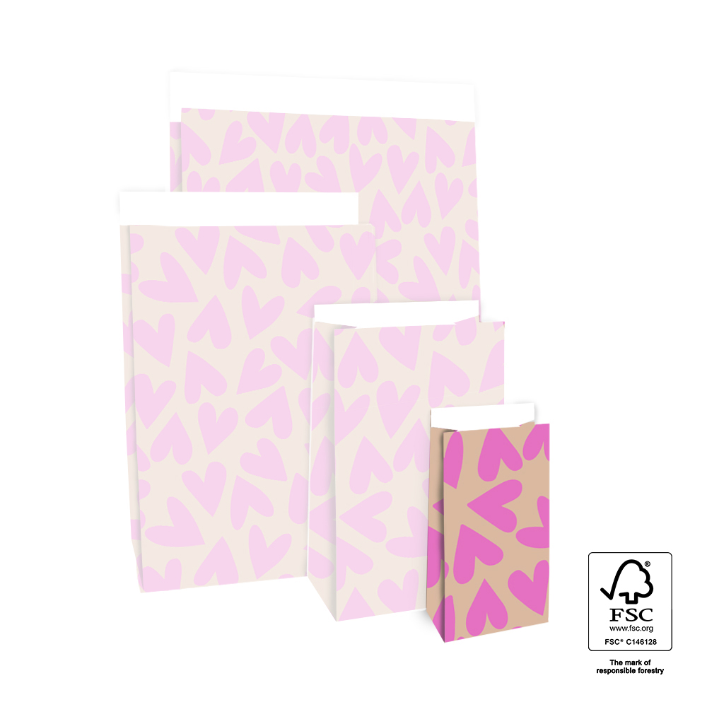 Blokzak | Maat XS | Big Hearts Pink/Nude