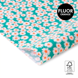 Vloeipapier | Daisy - Jade Blue / Fluor Orange