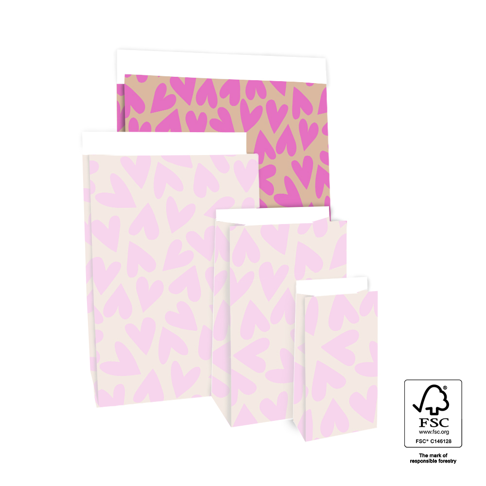 Blokzak | Maat L | Big Hearts Pink/Nude