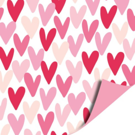 Inpakpapier  | Hartjesregen Red/Pink