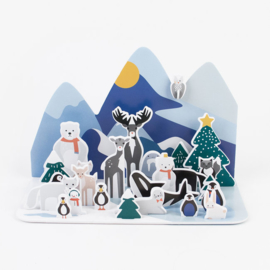 X-mas advent calender polar animals blue | 1 stuk