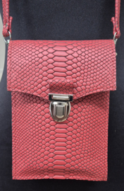 Telefoontasje L mat rood slangenprint